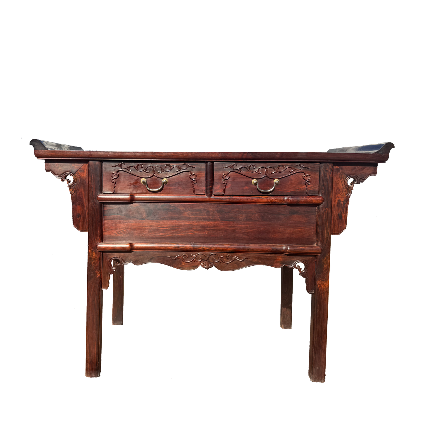 Two-Drawer Hidden Compartment Upturned-End Console Table