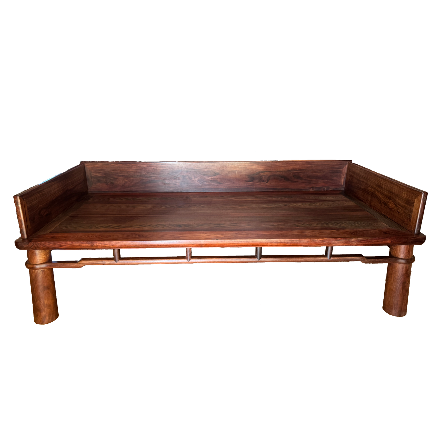 Luohan Daybed with Three-Sided Single-Plank Backrest and Round Straight Legs