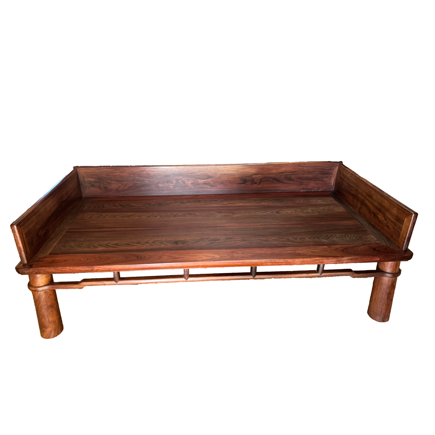 Luohan Daybed with Three-Sided Single-Plank Backrest and Round Straight Legs
