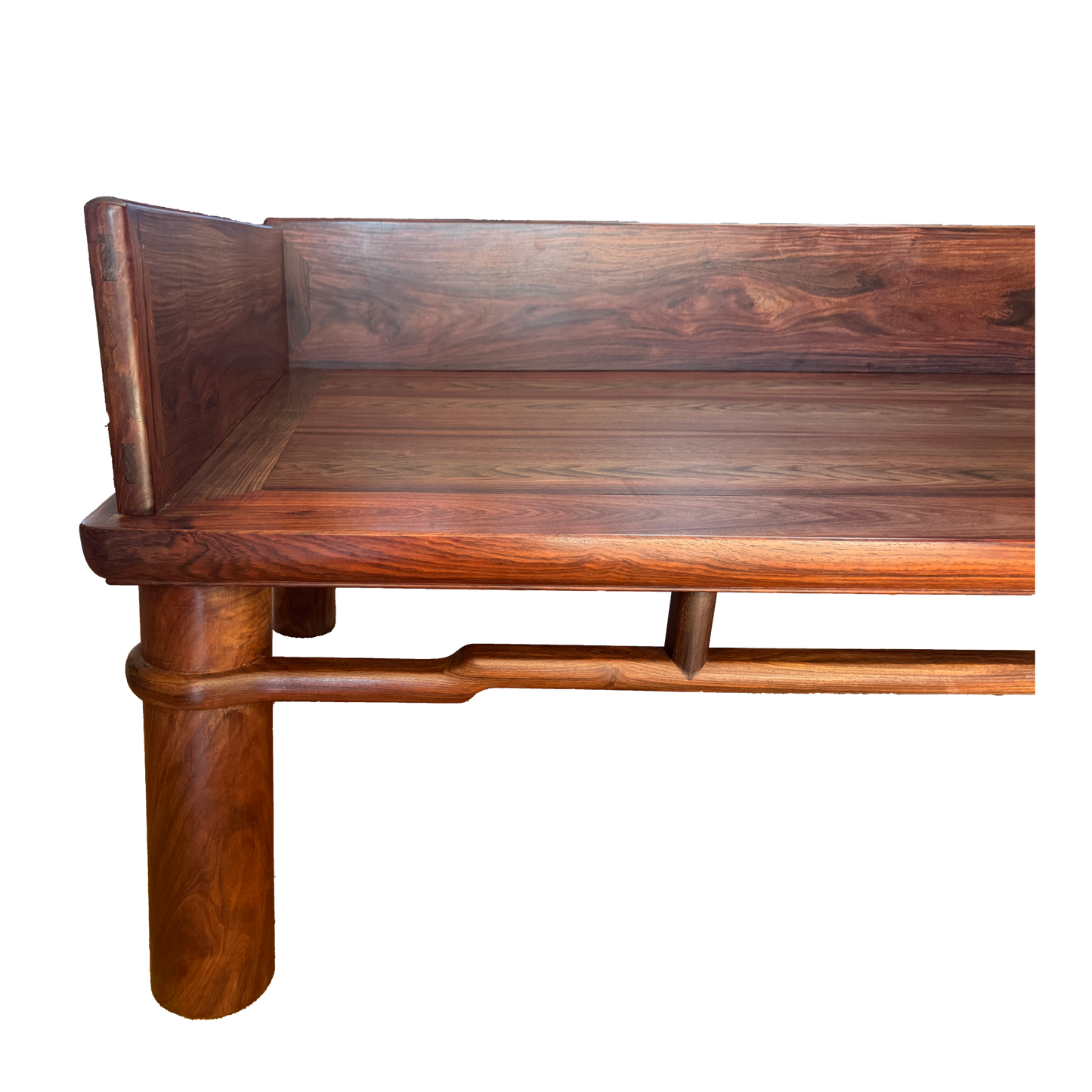 Luohan Daybed with Three-Sided Single-Plank Backrest and Round Straight Legs