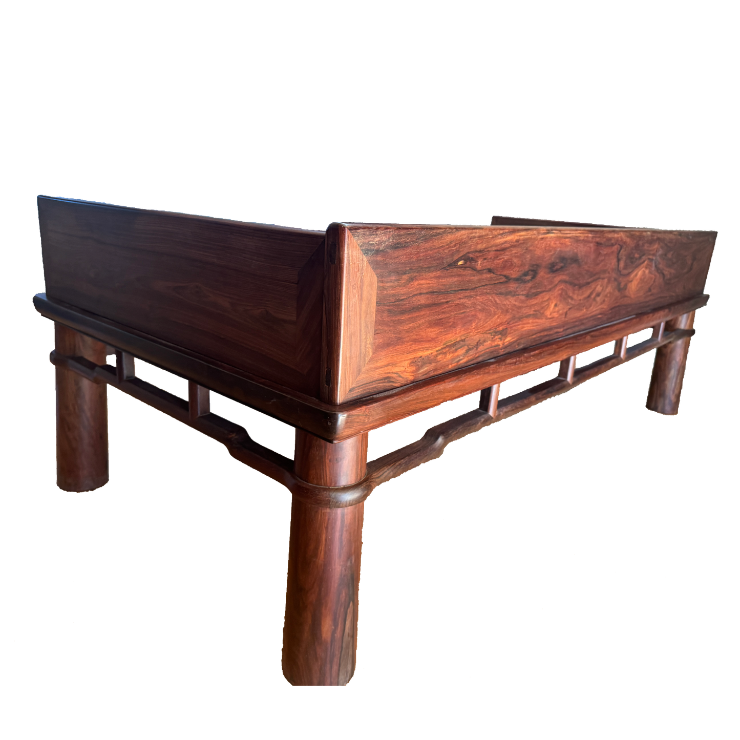 Luohan Daybed with Three-Sided Single-Plank Backrest and Round Straight Legs