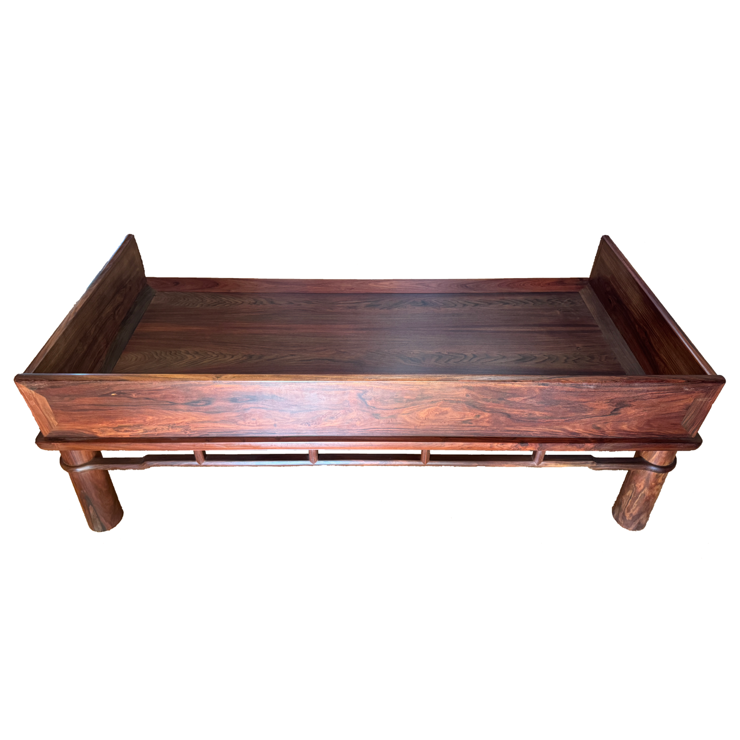 Luohan Daybed with Three-Sided Single-Plank Backrest and Round Straight Legs