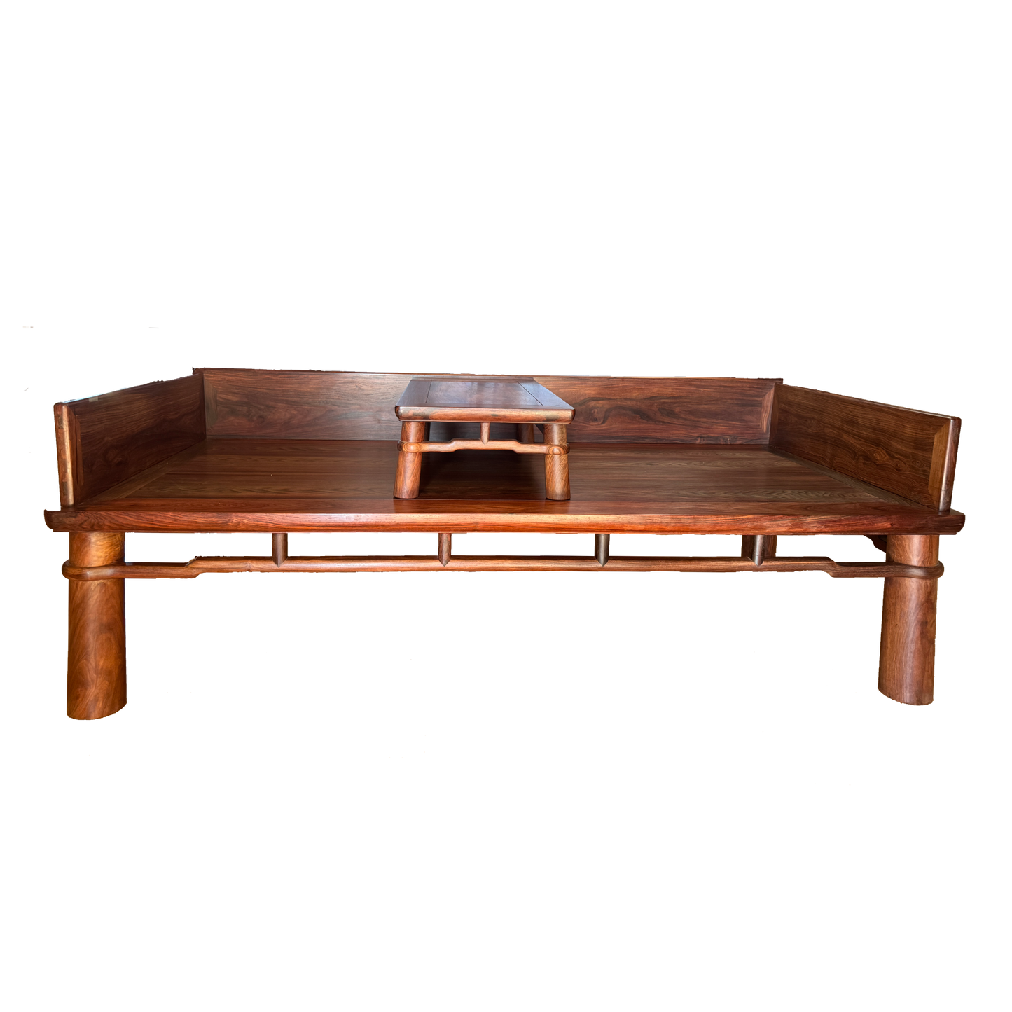 Luohan Daybed with Three-Sided Single-Plank Backrest and Round Straight Legs