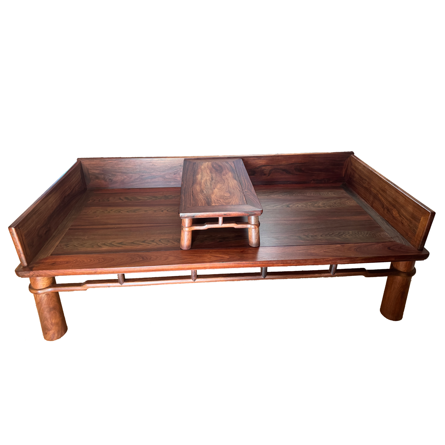 Luohan Daybed with Three-Sided Single-Plank Backrest and Round Straight Legs