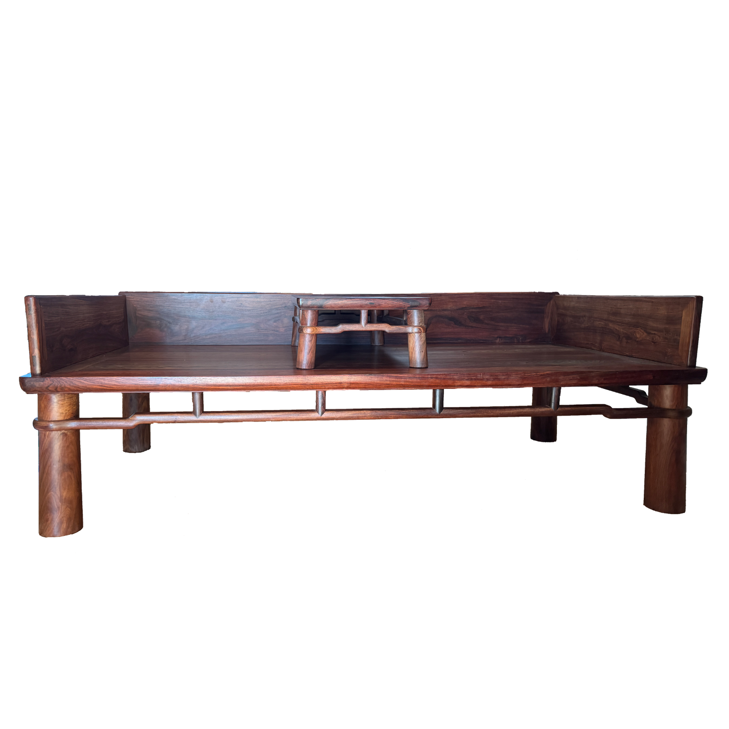 Luohan Daybed with Three-Sided Single-Plank Backrest and Round Straight Legs