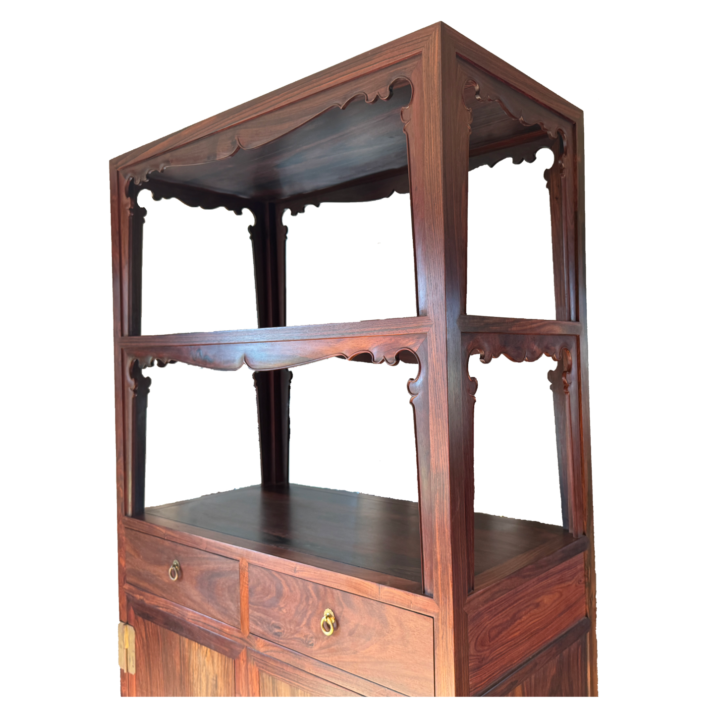 Ming Dynasty Open Bookshelf with Drawer Base