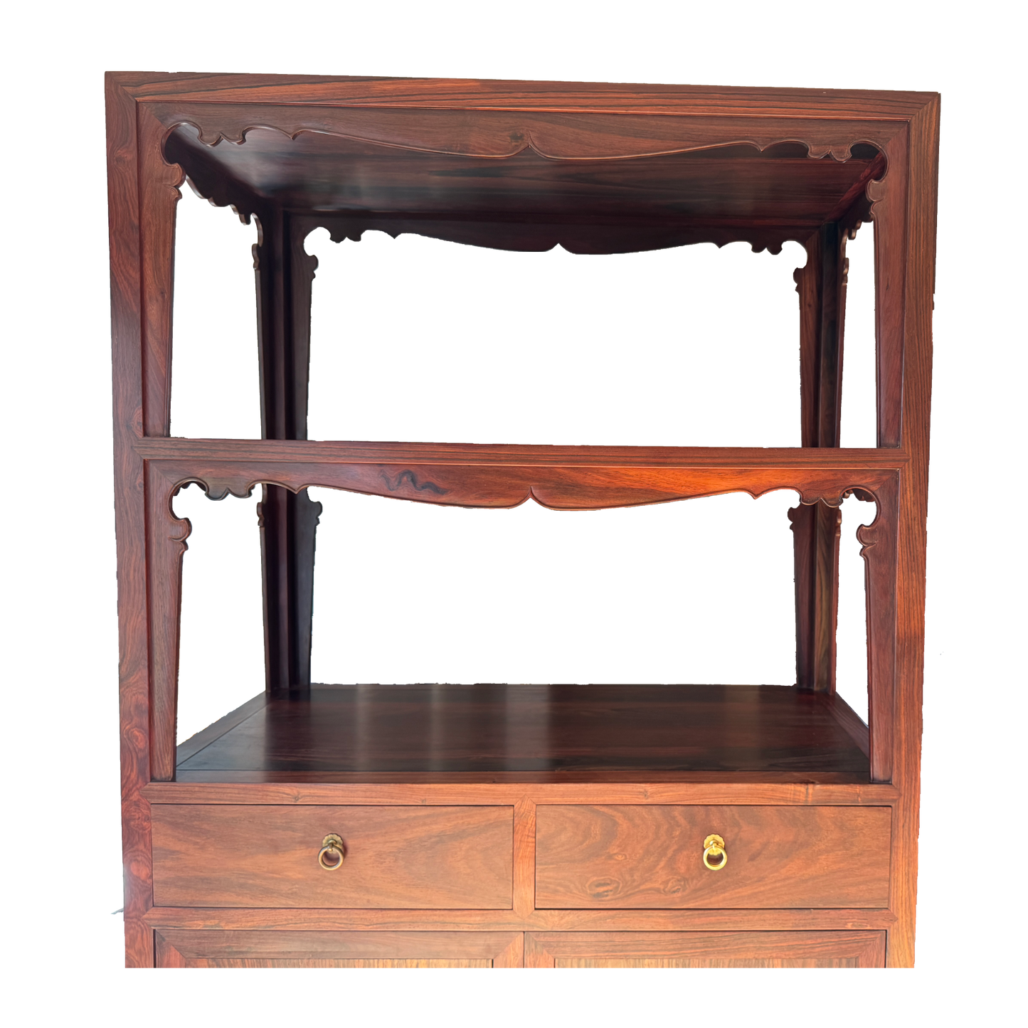 Ming Dynasty Open Bookshelf with Drawer Base