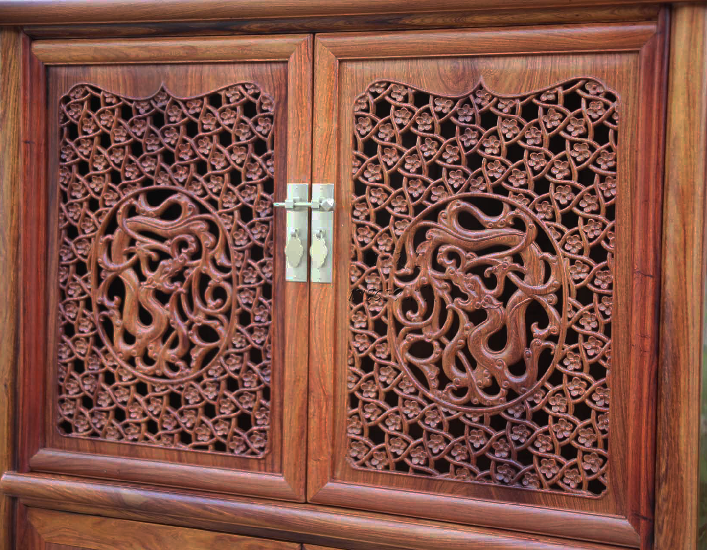 Plum Blossom & Dragon Carved Cabinet