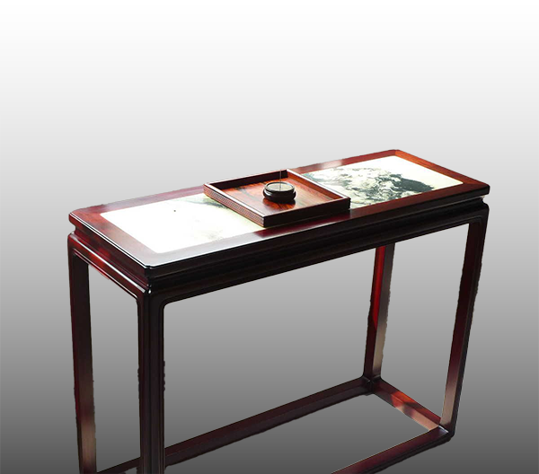Narrow Console Table with Base Support and Marble Top