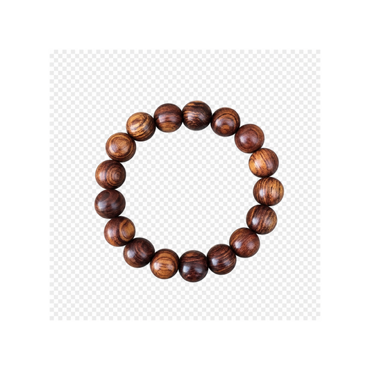 Petite Huanghuali Wood Bead Bracelet, Beautiful Natural Grain, 12mm, 17 Beads