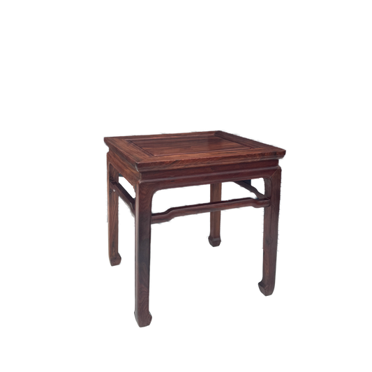 Rectangular Stool with Waisted Structure, Humpback Stretchers, and Hoof Feet