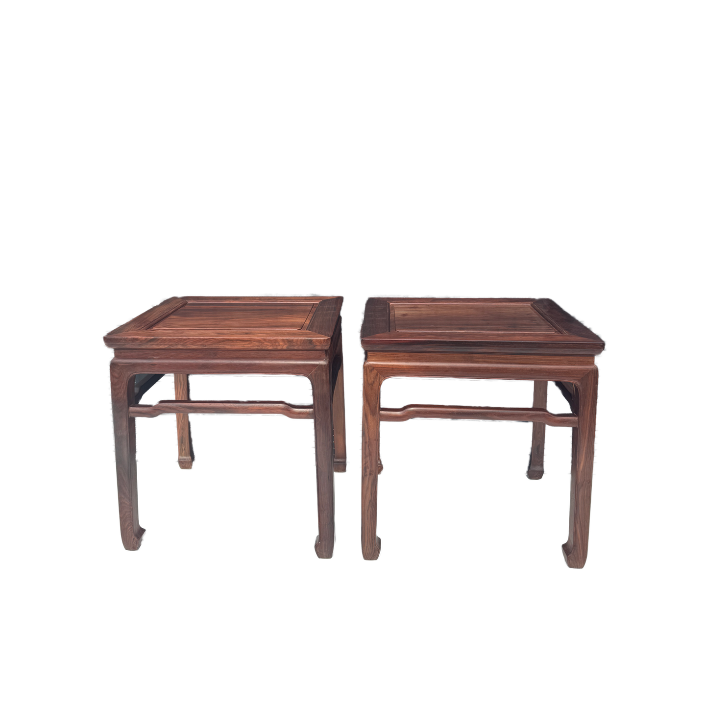 Rectangular Stool with Waisted Structure, Humpback Stretchers, and Hoof Feet