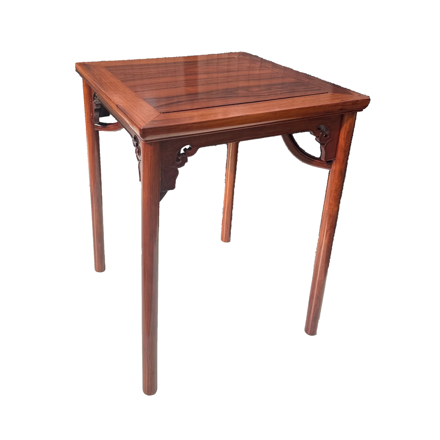 Square Side Table – East Asian Vintage Rosewood | Handmade Natural Wood | Unique Wood Carving Sculpture