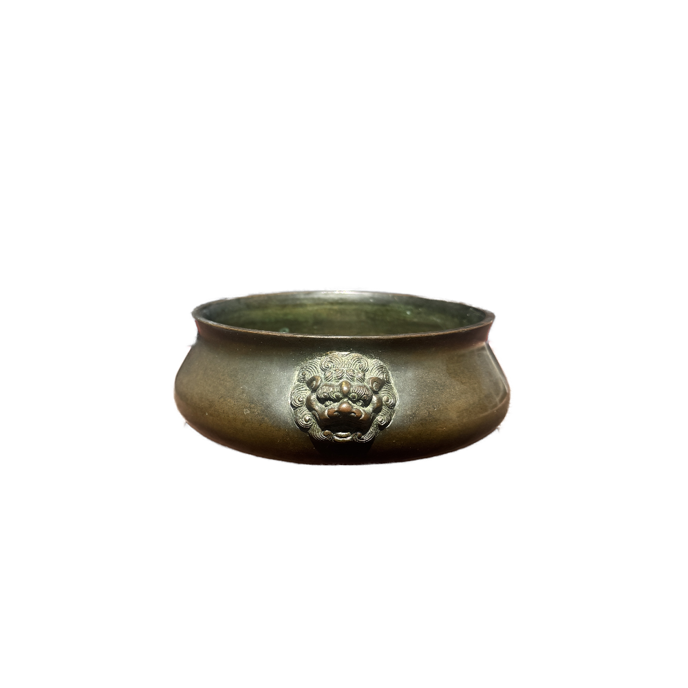 Ming Dynasty Xuande-Style Bronze Censer with Double Lion Handles