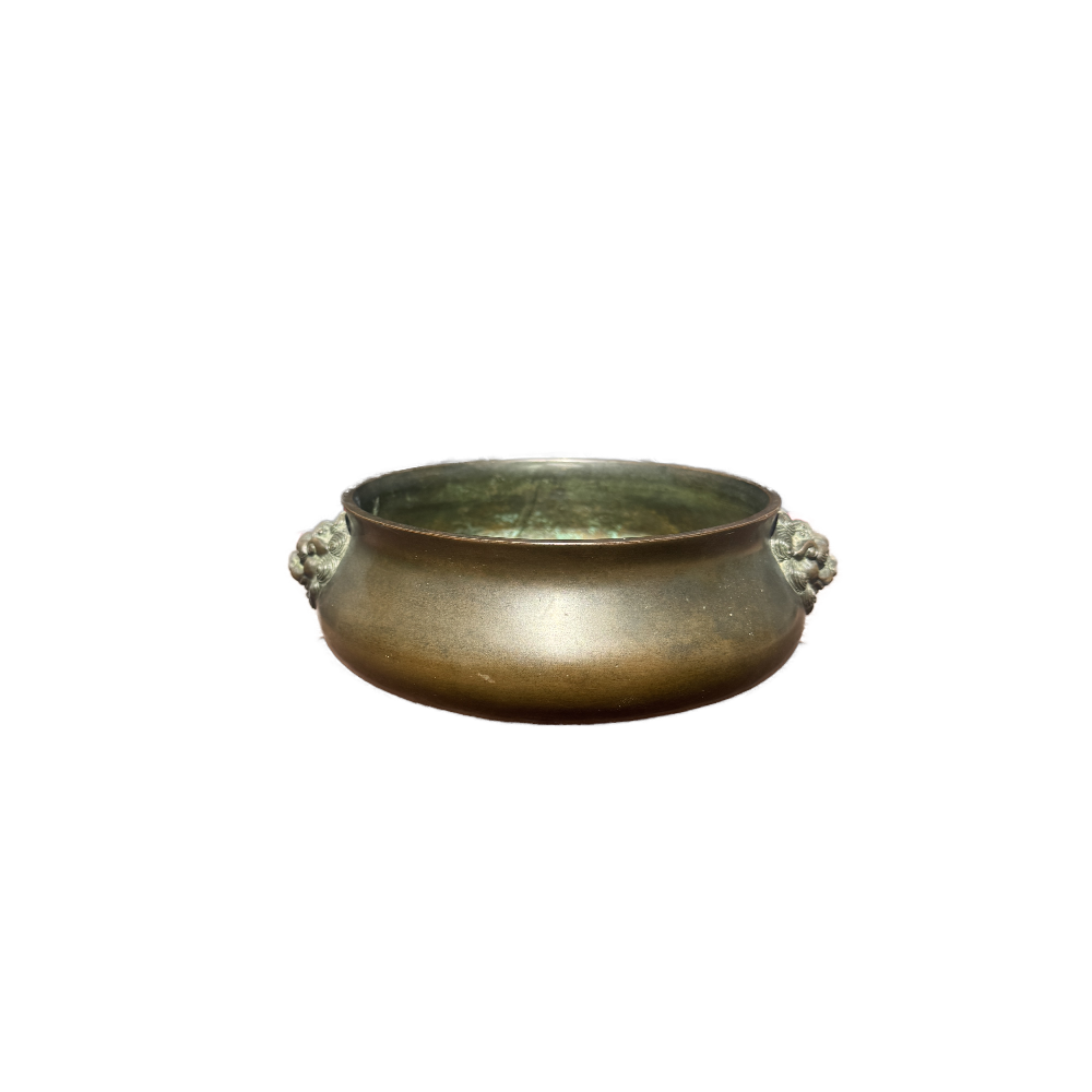 Ming Dynasty Xuande-Style Bronze Censer with Double Lion Handles
