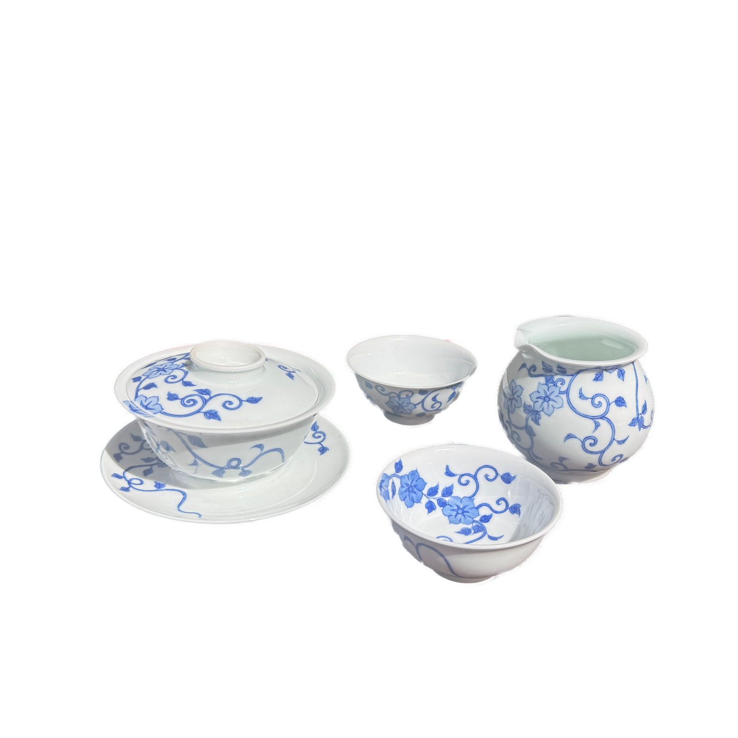 Blue and White Porcelain Gaiwan Tea Set