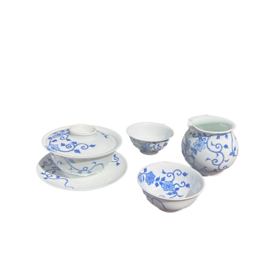 Blue and White Porcelain Gaiwan Tea Set