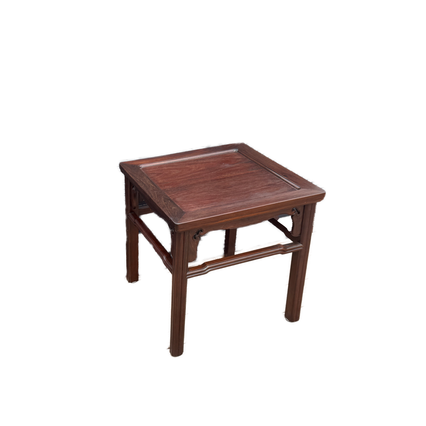 Square Stool with Cloud-shaped Apron, Humpback Stretcher, and Melon-ribbed Legs