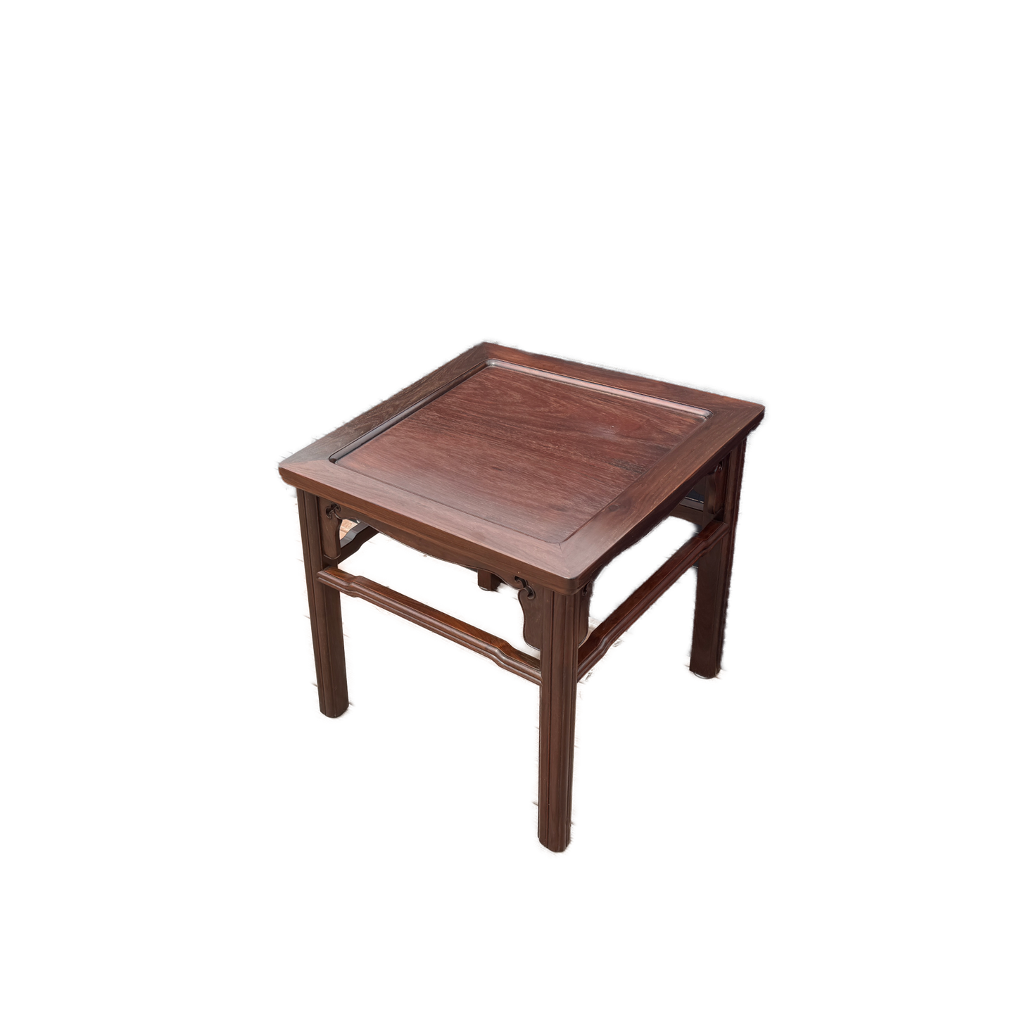 Square Stool with Cloud-shaped Apron, Humpback Stretcher, and Melon-ribbed Legs