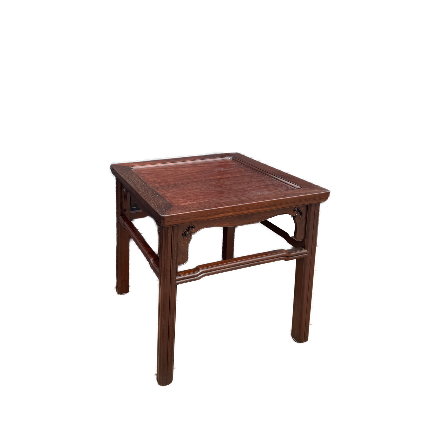 Square Stool with Cloud-shaped Apron, Humpback Stretcher, and Melon-ribbed Legs