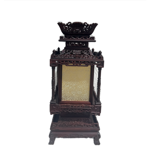 Qing-Style Square Table Lamp with Floral Scroll Pattern