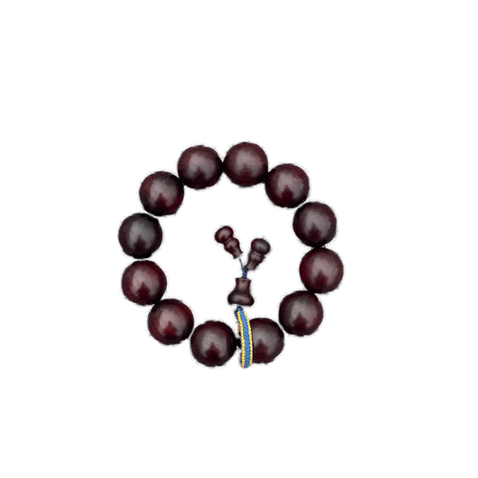 Rosewood (12 Beads, 20mm) with Golden Flecks and Cow-Hair Grain | Beaded Bracelet | Rosewood | Brown Wooden Bracelet