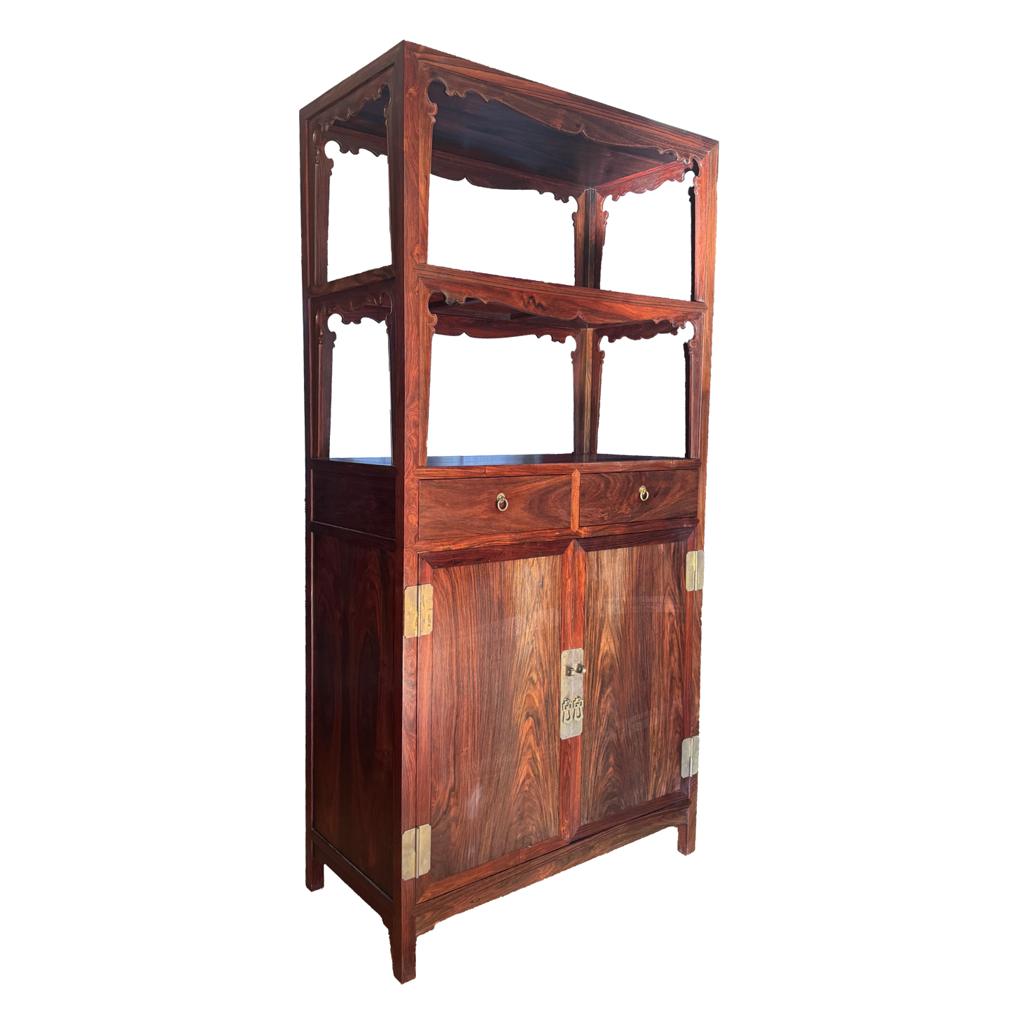 Ming Dynasty Open Bookshelf with Drawer Base