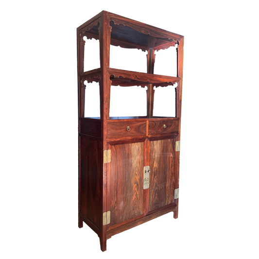 Ming Dynasty Open Bookshelf with Drawer Base
