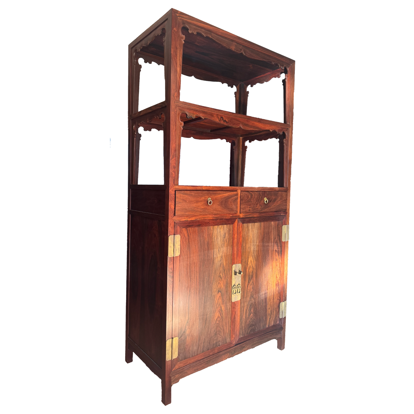 Ming Dynasty Open Bookshelf with Drawer Base