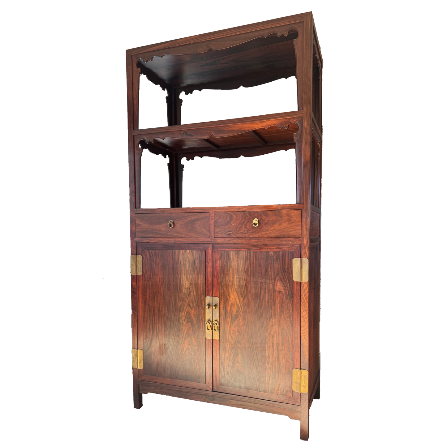 Ming Dynasty Open Bookshelf with Drawer Base