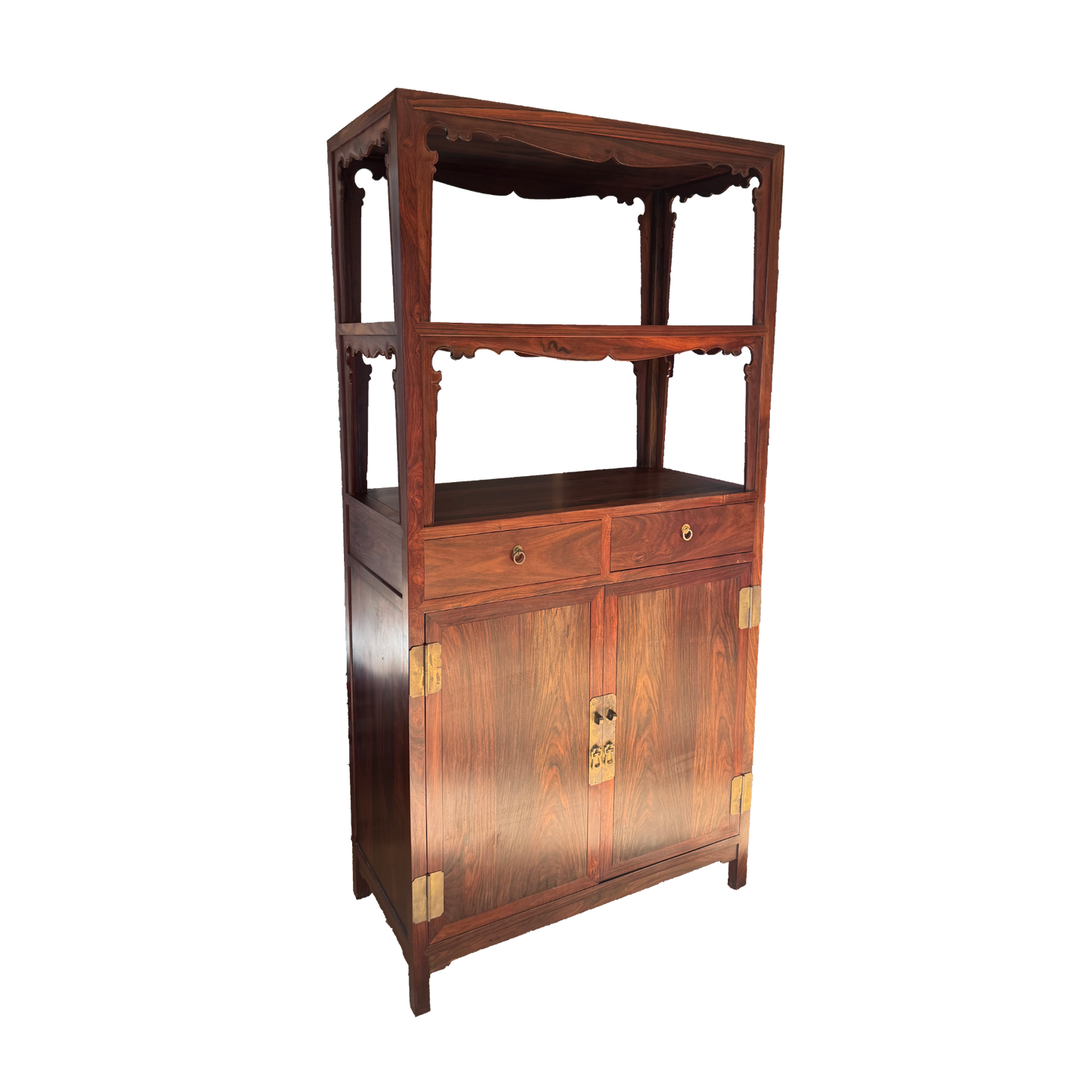 Ming Dynasty Open Bookshelf with Drawer Base